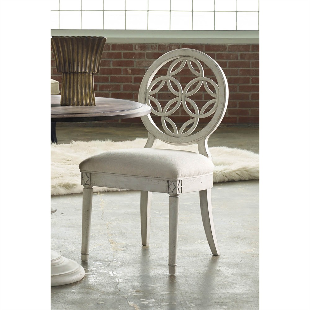 Silas French Country White Fretwork Wood Dining Chair|
