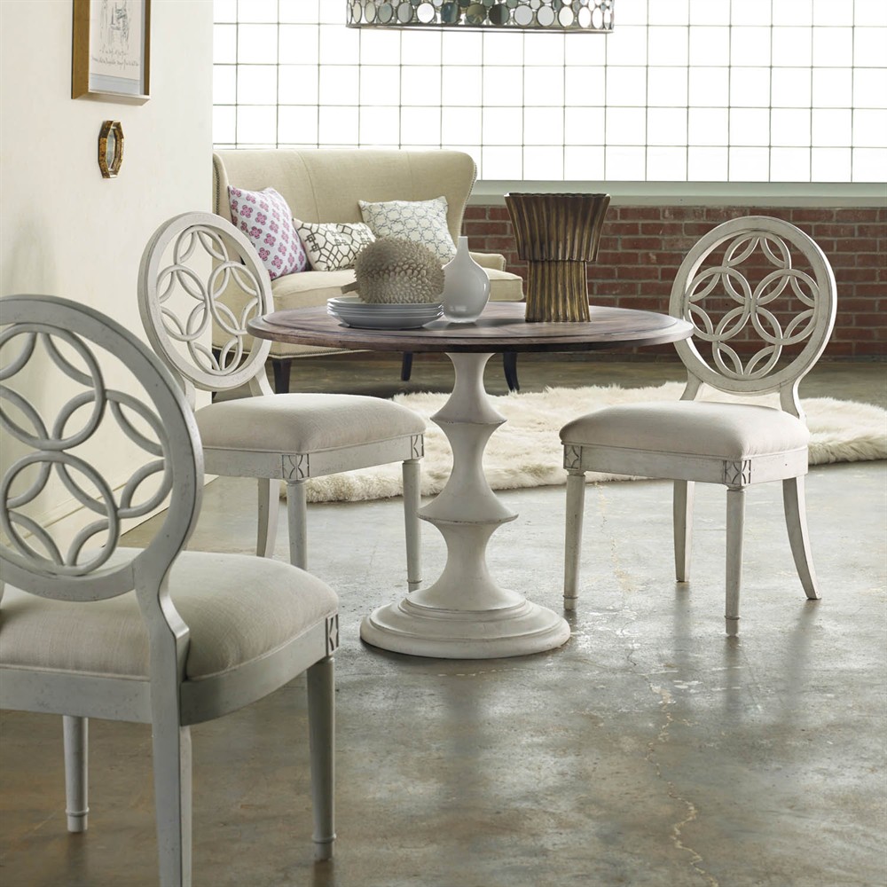 Silas French Country White Fretwork Wood Dining Chair|