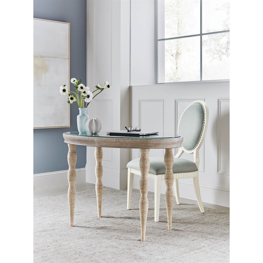 Calista French Country Light Blue Performance White Wood Dining Chair|