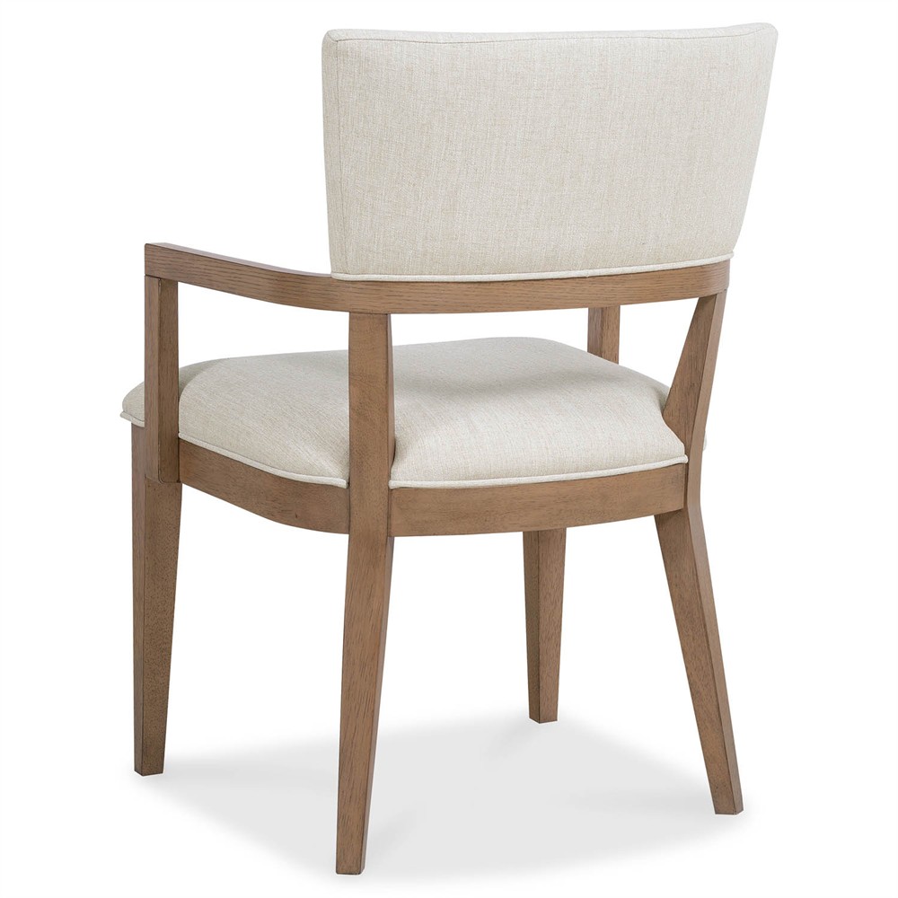 Amleto Modern Classic Cream Performance Brown Oak Dining Arm Chair|