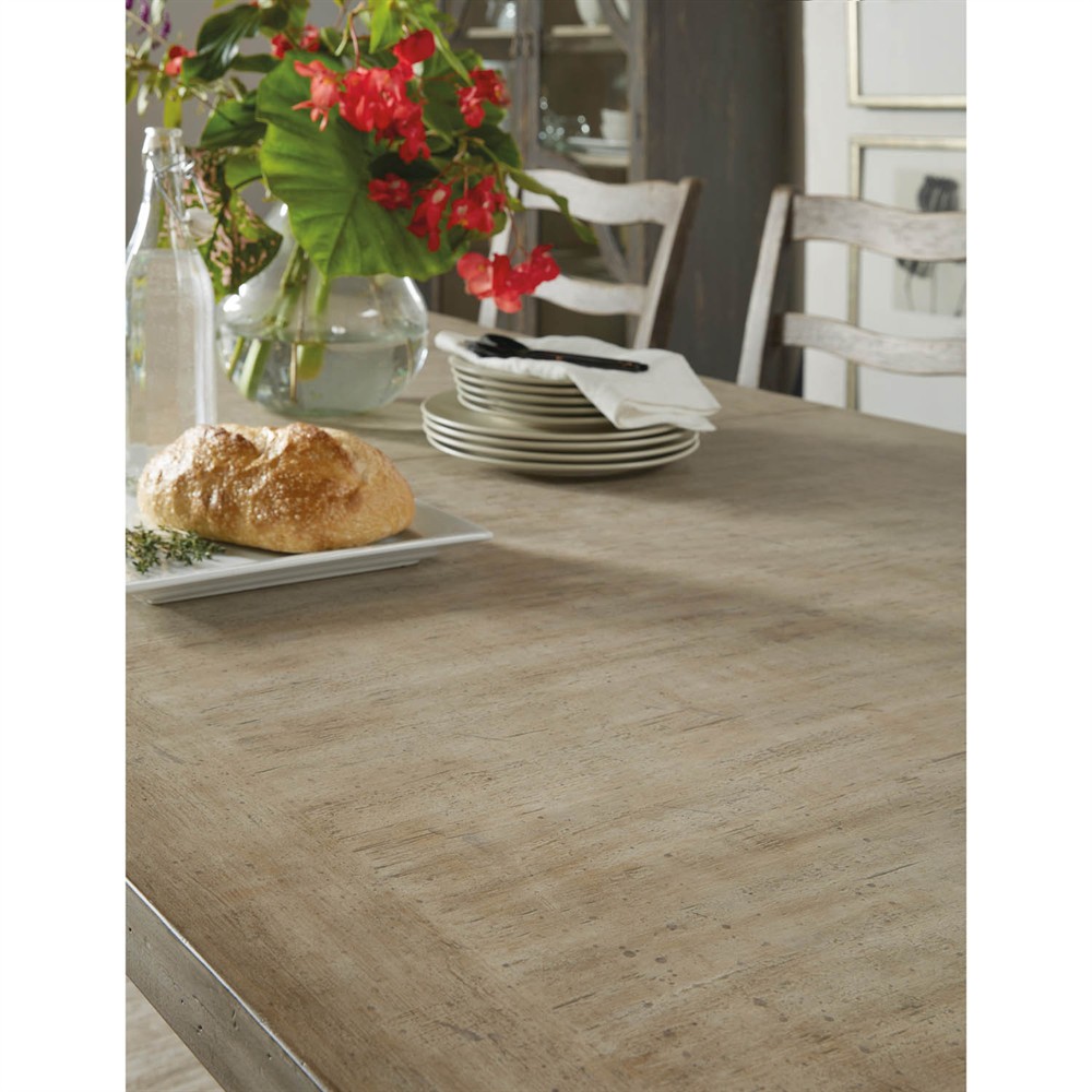 Remy French Country Brown Oak Wood Rectangle Extendable Dining Table - 80-124"|