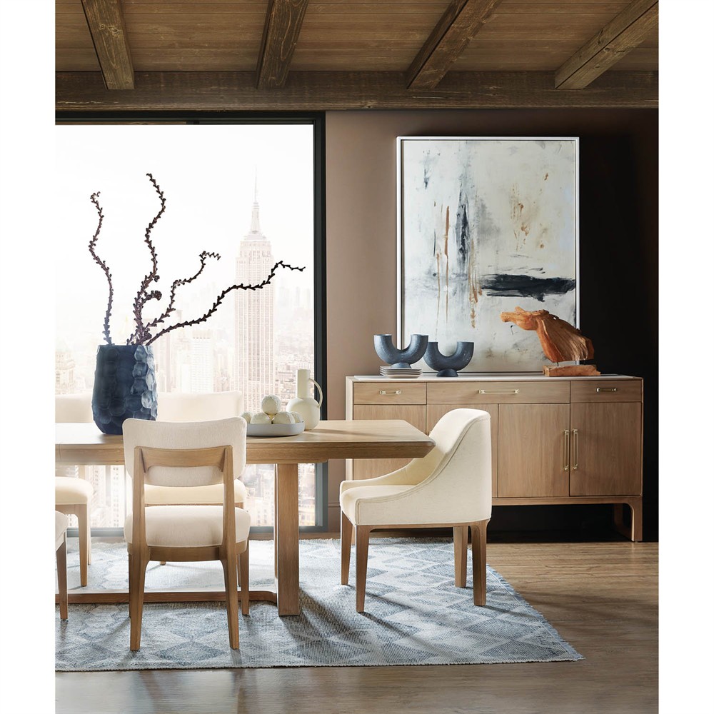 Roman Modern Light Brown Oak Rectangular Extendable Dining Table - 81-121"|