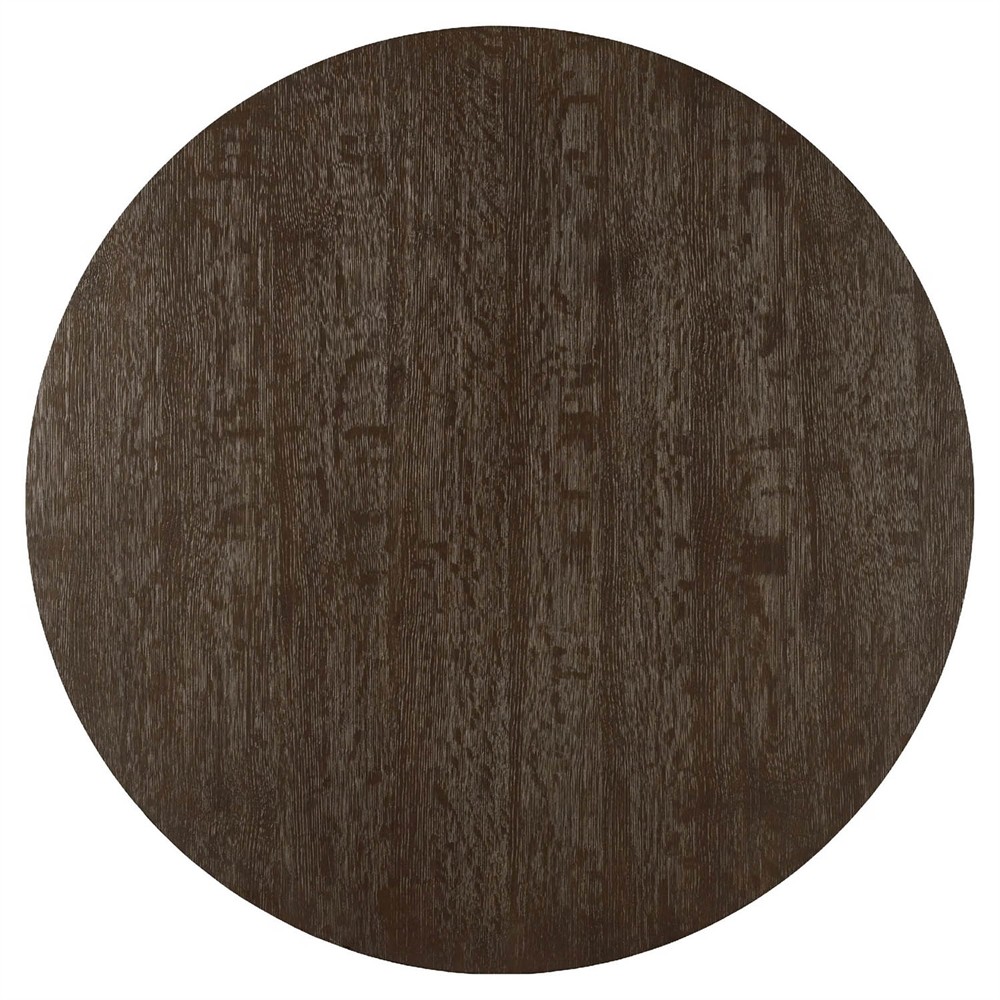 Fillmore Updated Traditional Dark Brown Oak Gold Metal Bar Table|