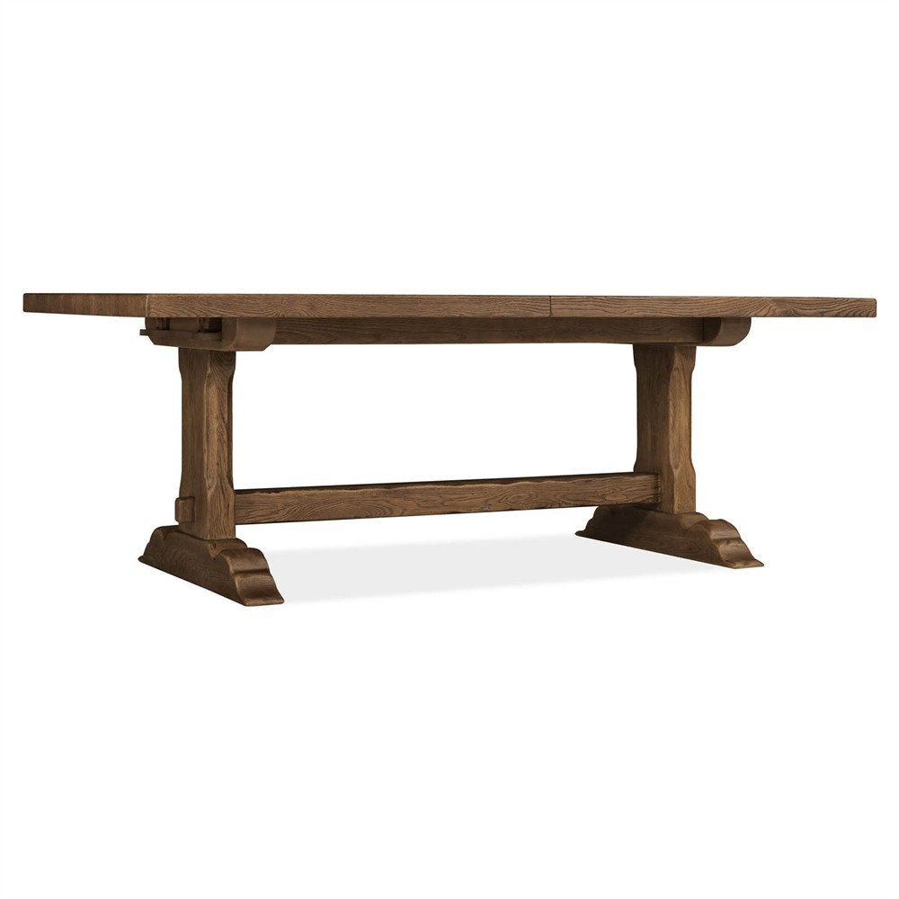 Siena Updated Traditional Brown Oak Rectangular Extendable Dining Table - 86-126"|