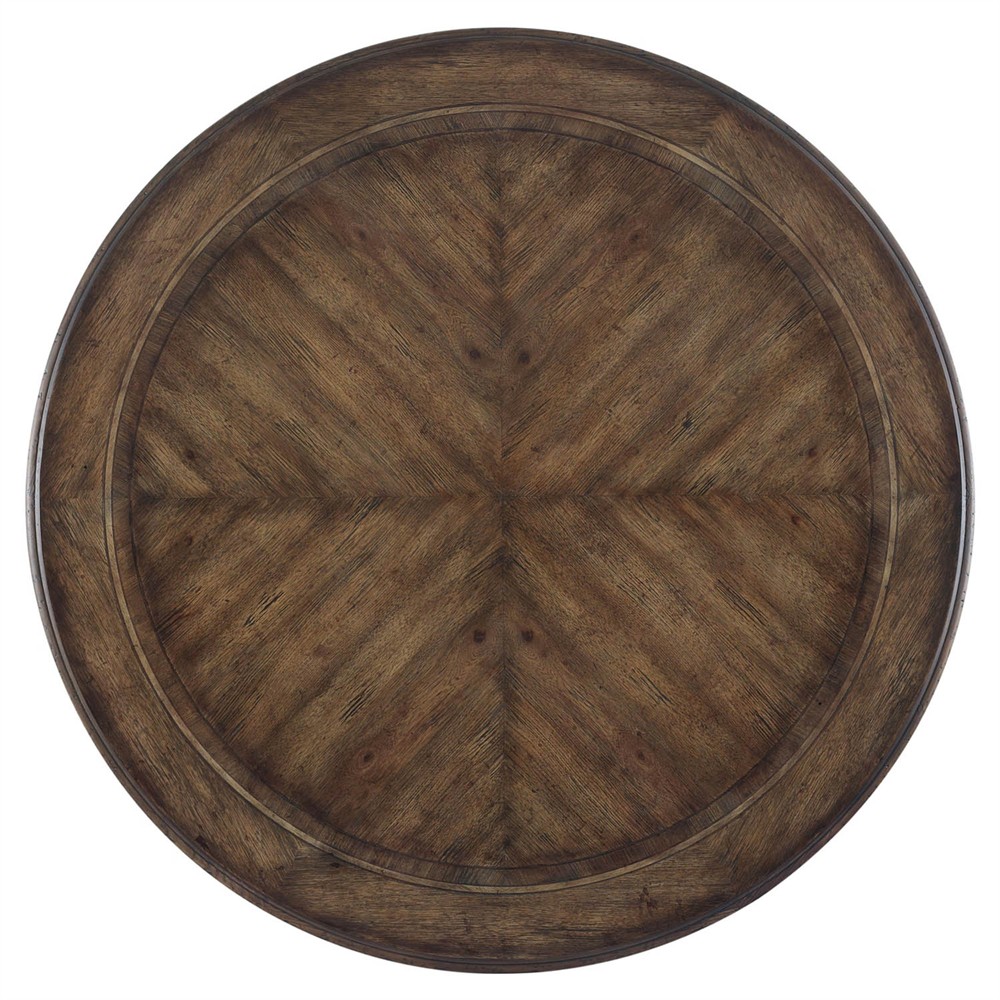 Riley French Country Dark Brown Wood Round Dining Table - 60"|