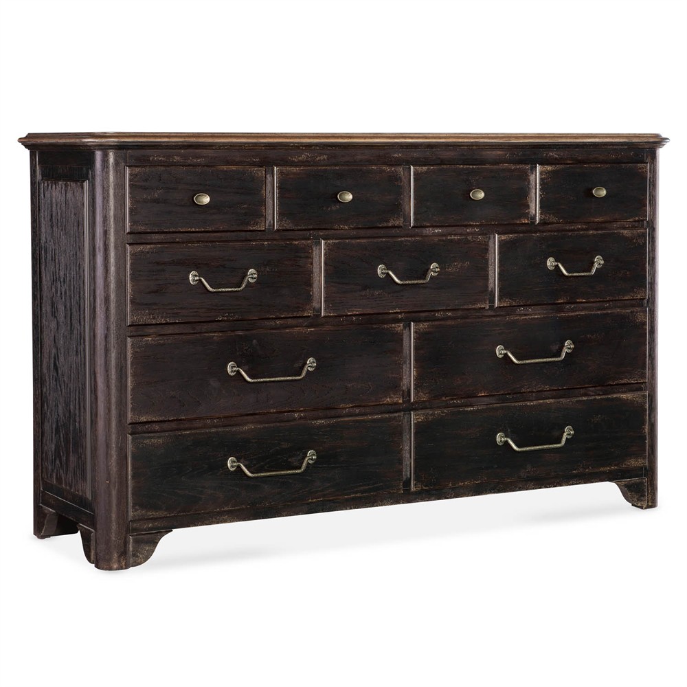 Asher French Country Black Oak Dresser|