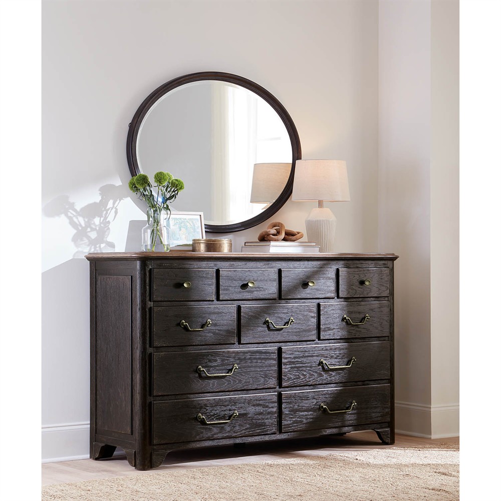Asher French Country Black Oak Dresser|