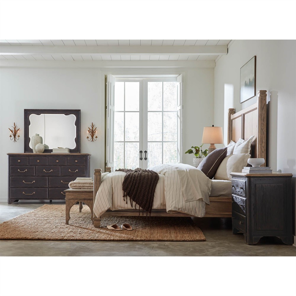 Asher French Country Black Oak Dresser|