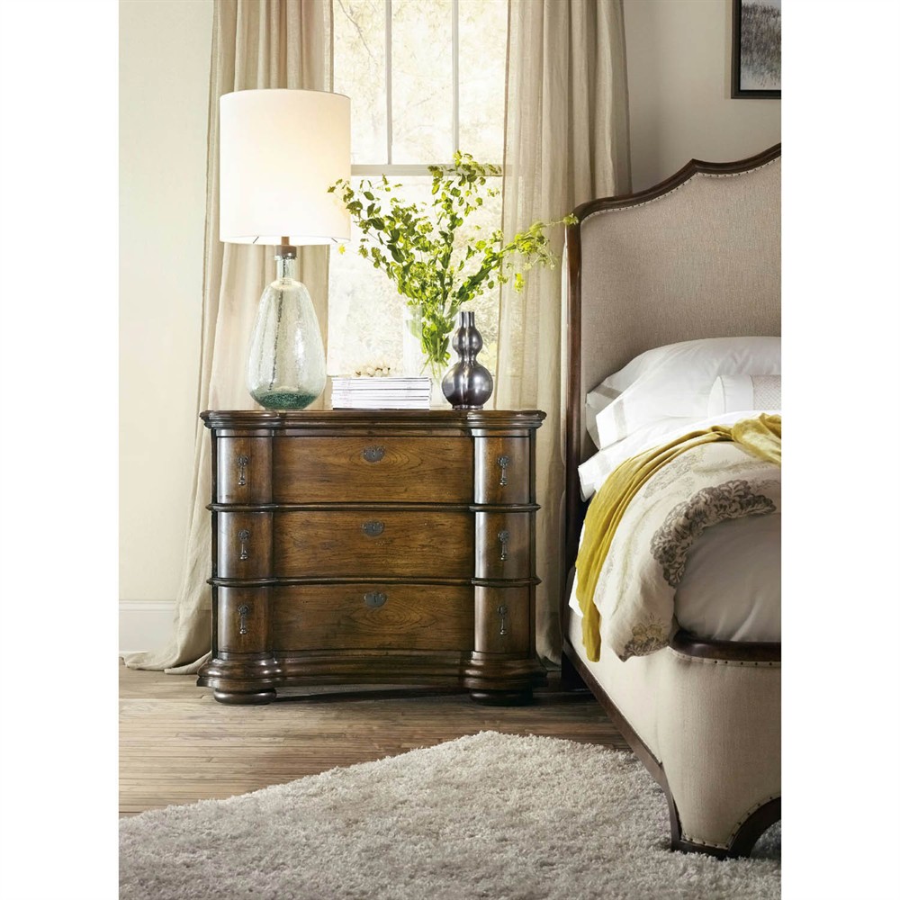 Alban Updated Traditional Dark Brown Pecan Wood Bachelor Chest|