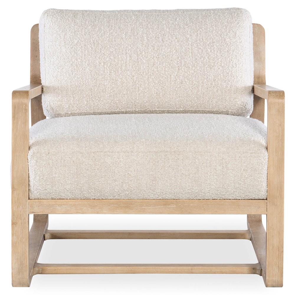 Miranda Coastal Beach Beige Boucle Wood Arm Chair|