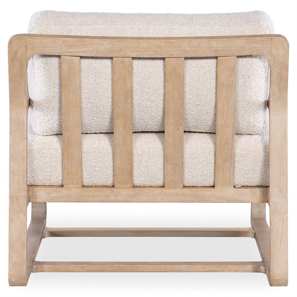 Miranda Coastal Beach Beige Boucle Wood Arm Chair|