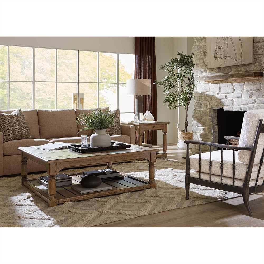 Selena Updated Traditional Beige Performance Dark Brown Oak Arm Chair|