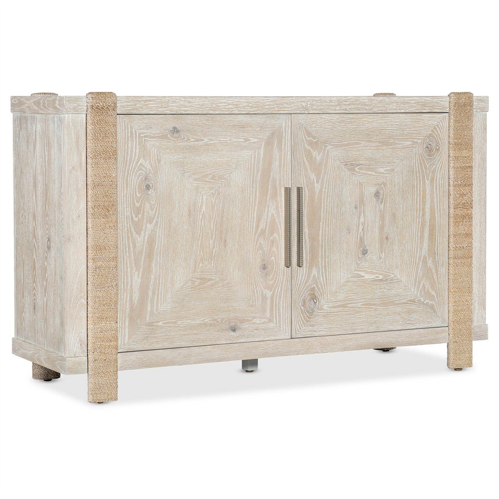 Oscar Coastal Beach Light Oak Woven Rope Media Cabinet - 57"|