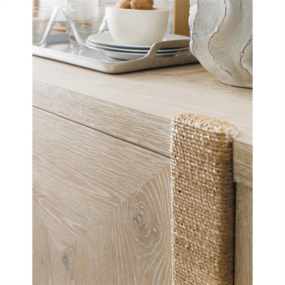 Oscar Coastal Beach Light Oak Woven Rope Media Cabinet - 57"|