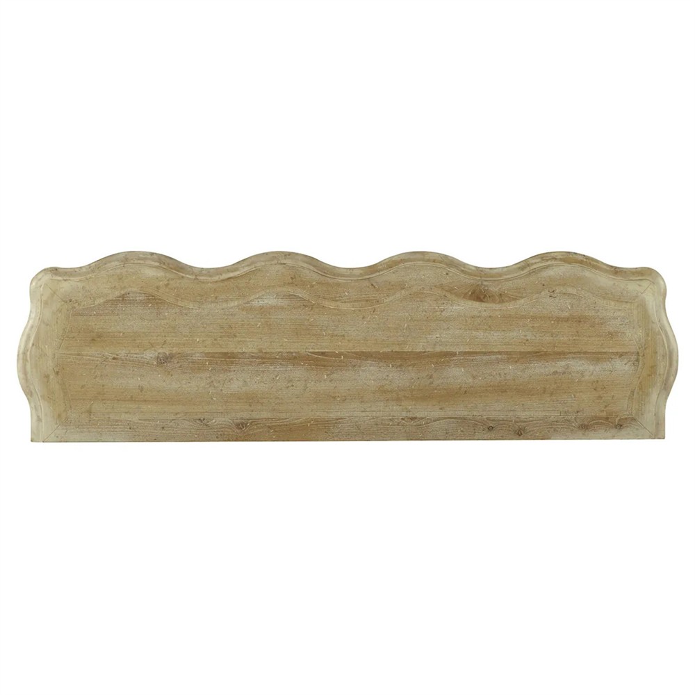 Orion Updated Traditional Light Brown Elm Wood Scalloped Credenza|