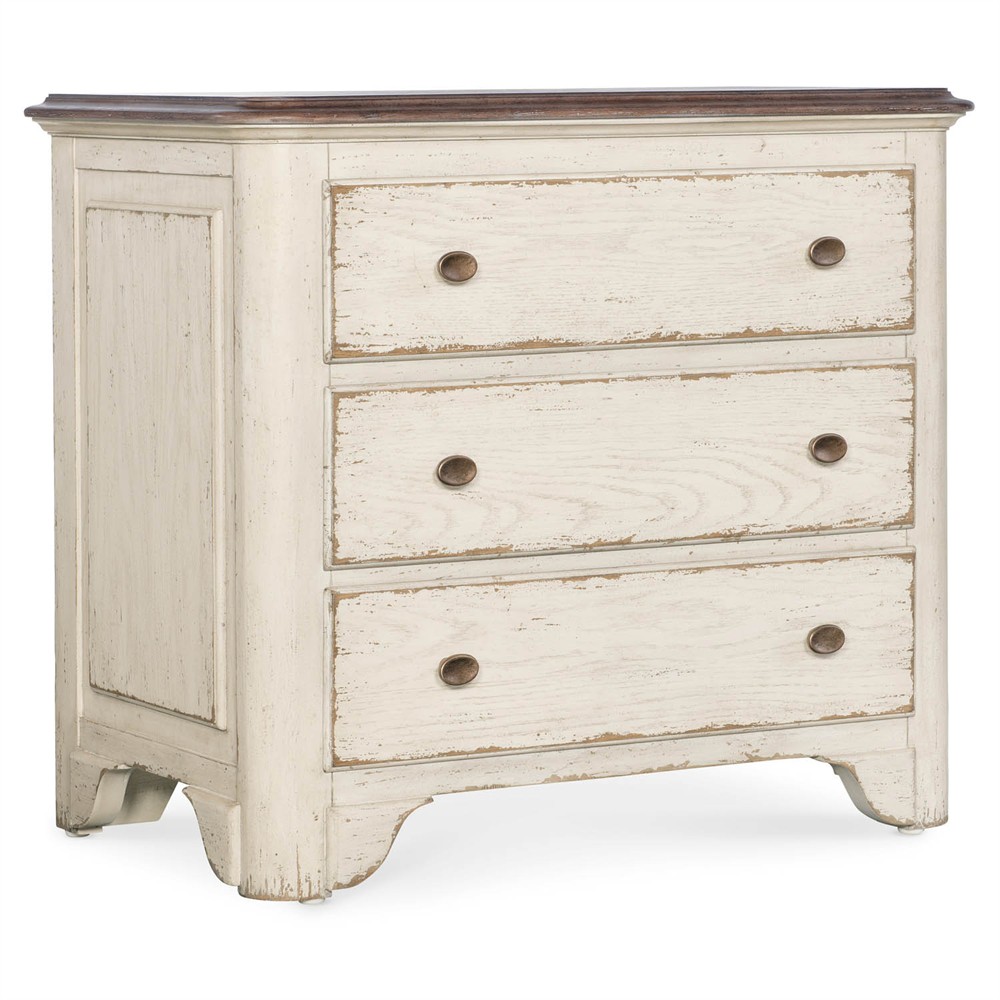 Asher French Country Cream Oak Wide Nightstand|