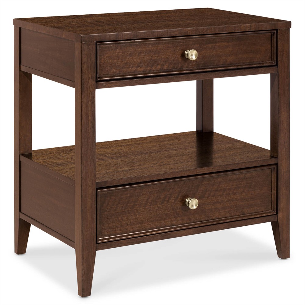 Alaine Modern Classic Dark Brown Walnut Oak Nightstand|