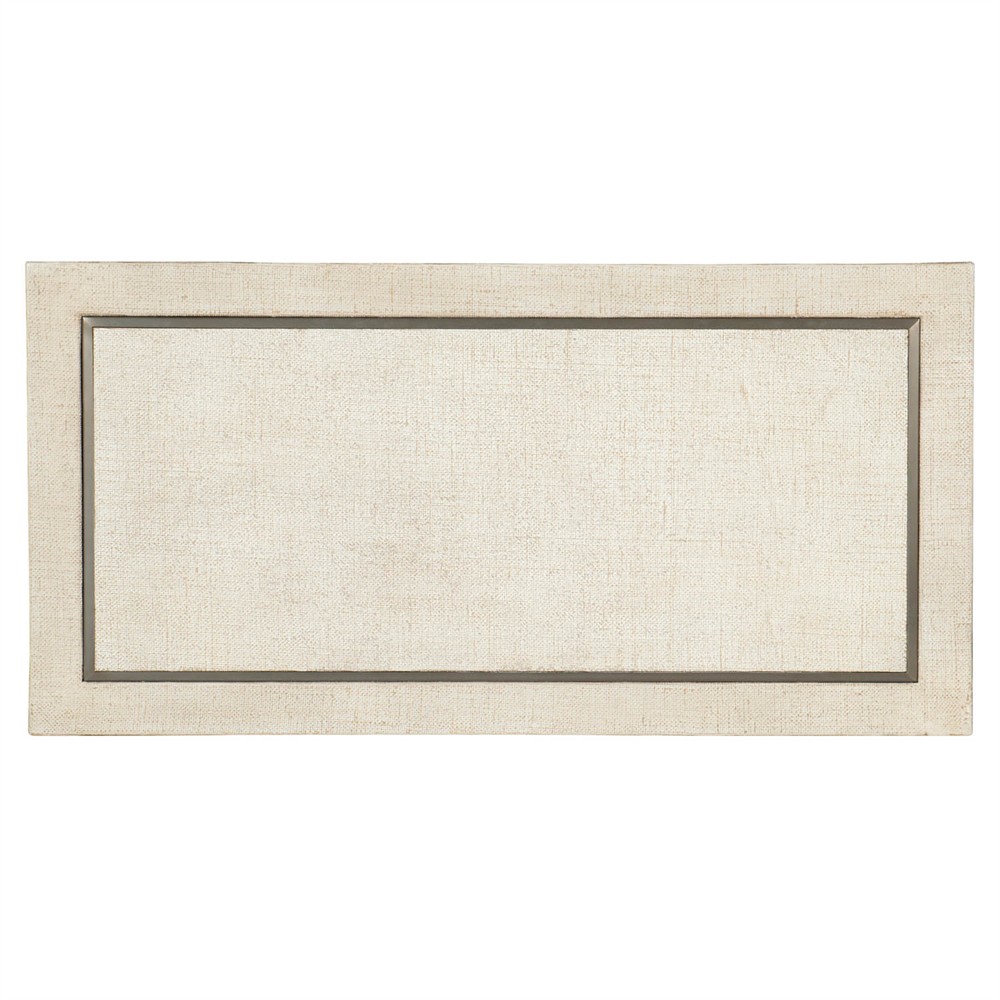 Milly Coastal Beach Cream Burlap Wood Nightstand|