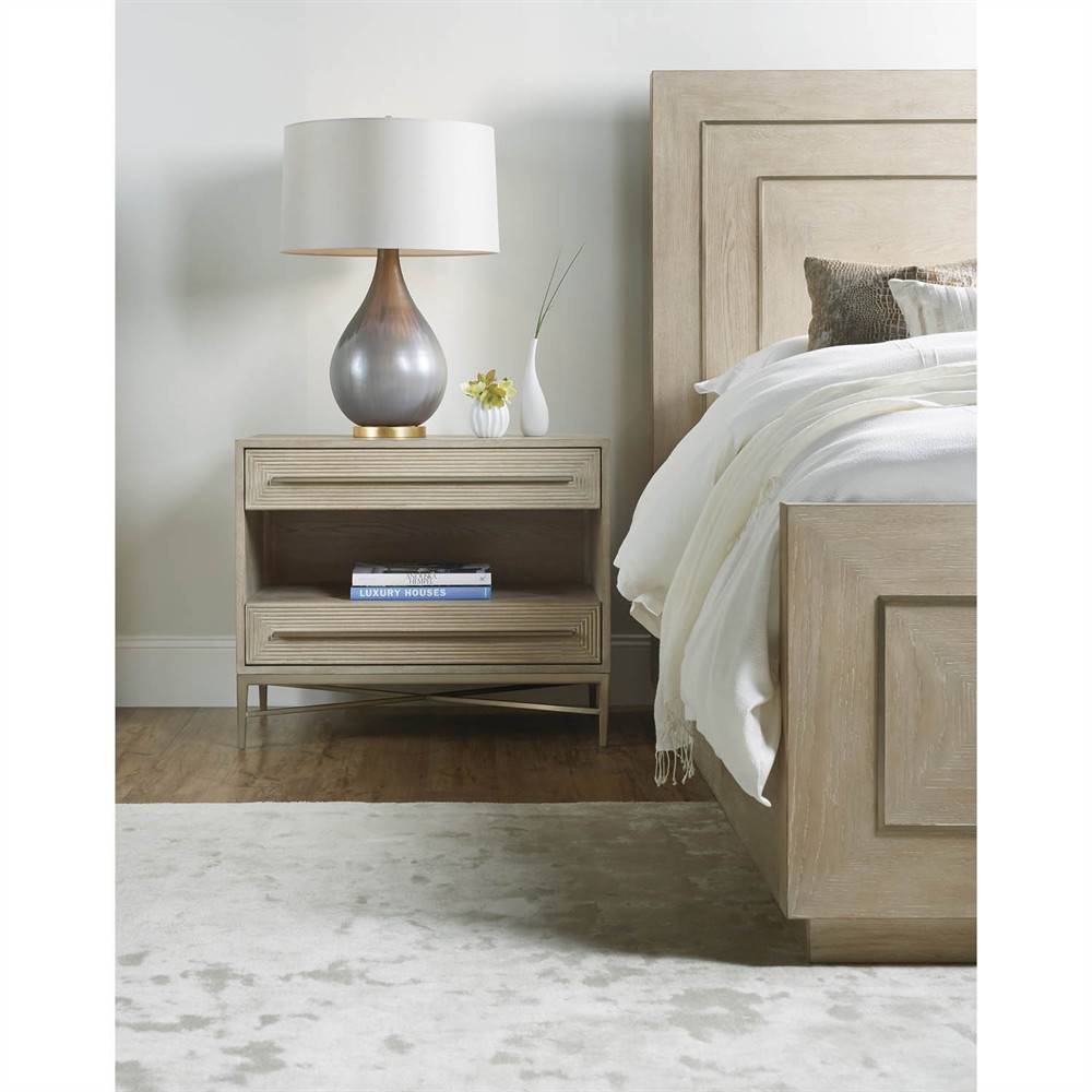 Milly Modern Classic Beige Oak Wood Nightstand|