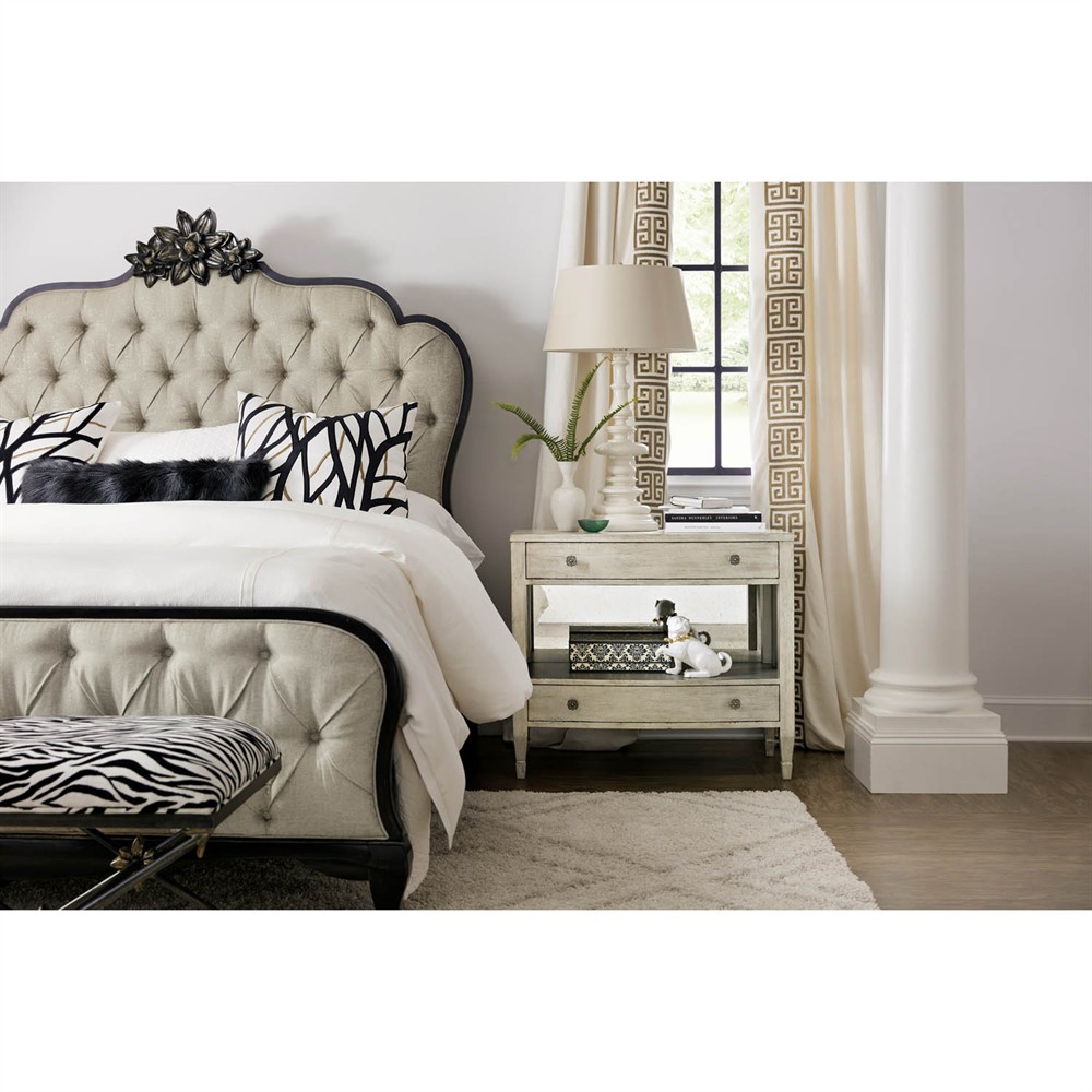 Albert Updated Traditional Antique Silver Oak Nightstand|