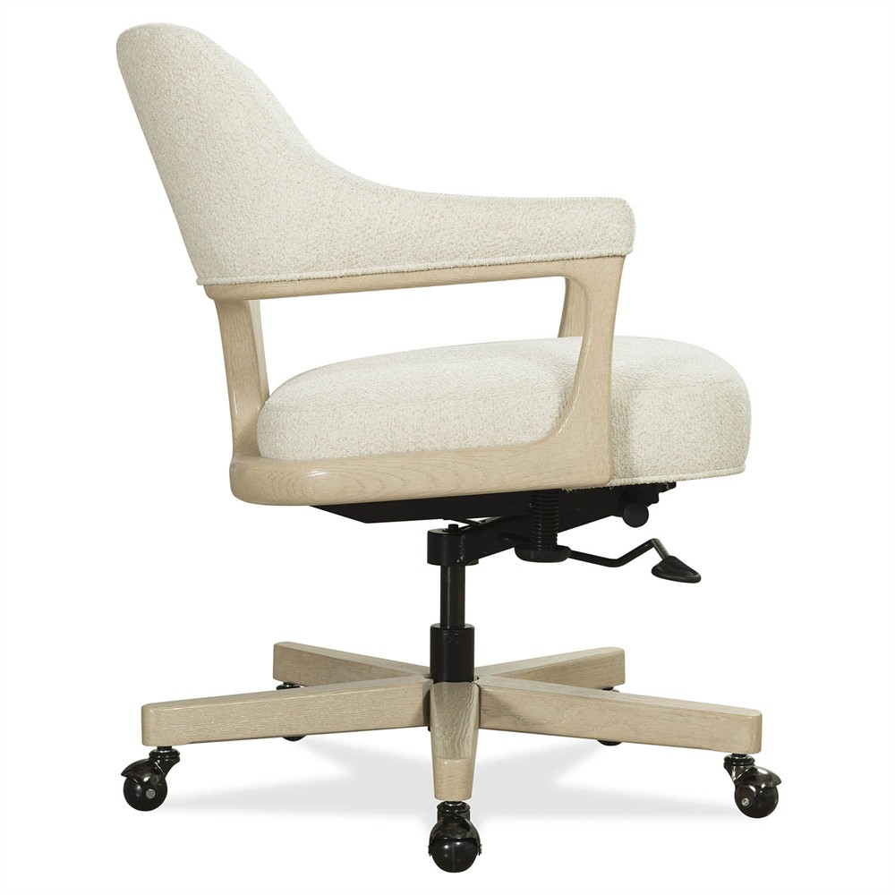 Brienne Modern Classic Cream Boucle Swivel Executive Office Chair|