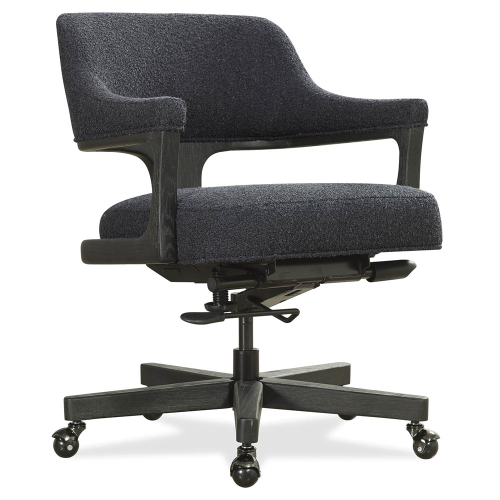 Brienne Modern Classic Black Boucle Swivel Executive Office Chair|