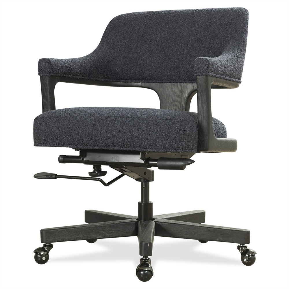Brienne Modern Classic Black Boucle Swivel Executive Office Chair|
