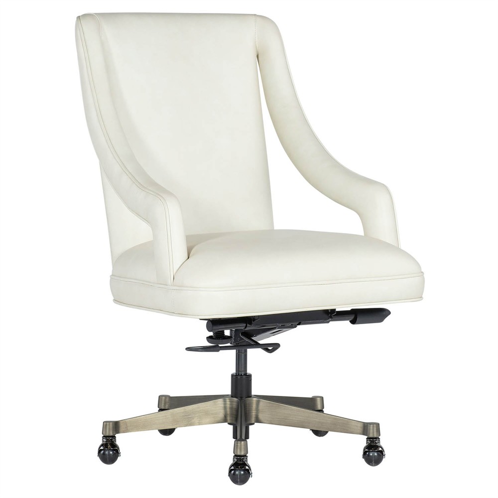 Charlie Modern Classic White Leather Swivel Executive Office Chair|