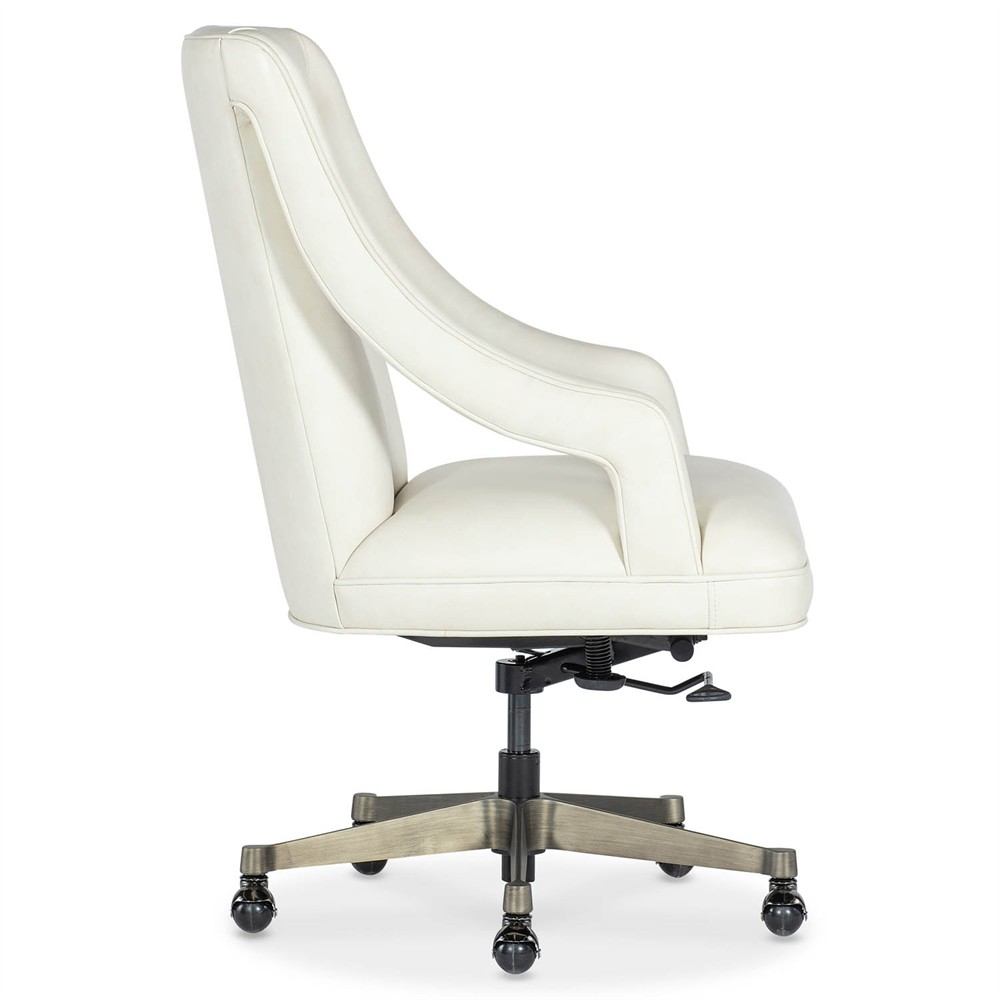 Charlie Modern Classic White Leather Swivel Executive Office Chair|