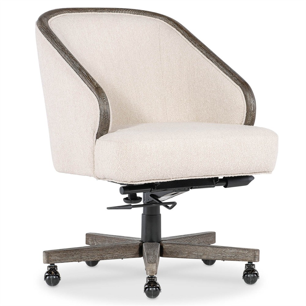Levitt Modern Classic Cream Boucle Swivel Executive Office Chair|