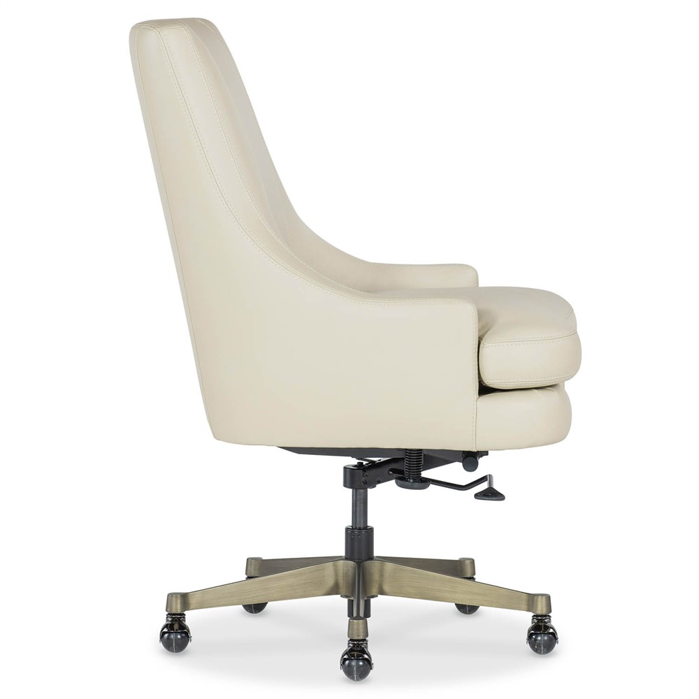 Pauline Modern Classic Cream Leather Swivel Executive Office Chair|