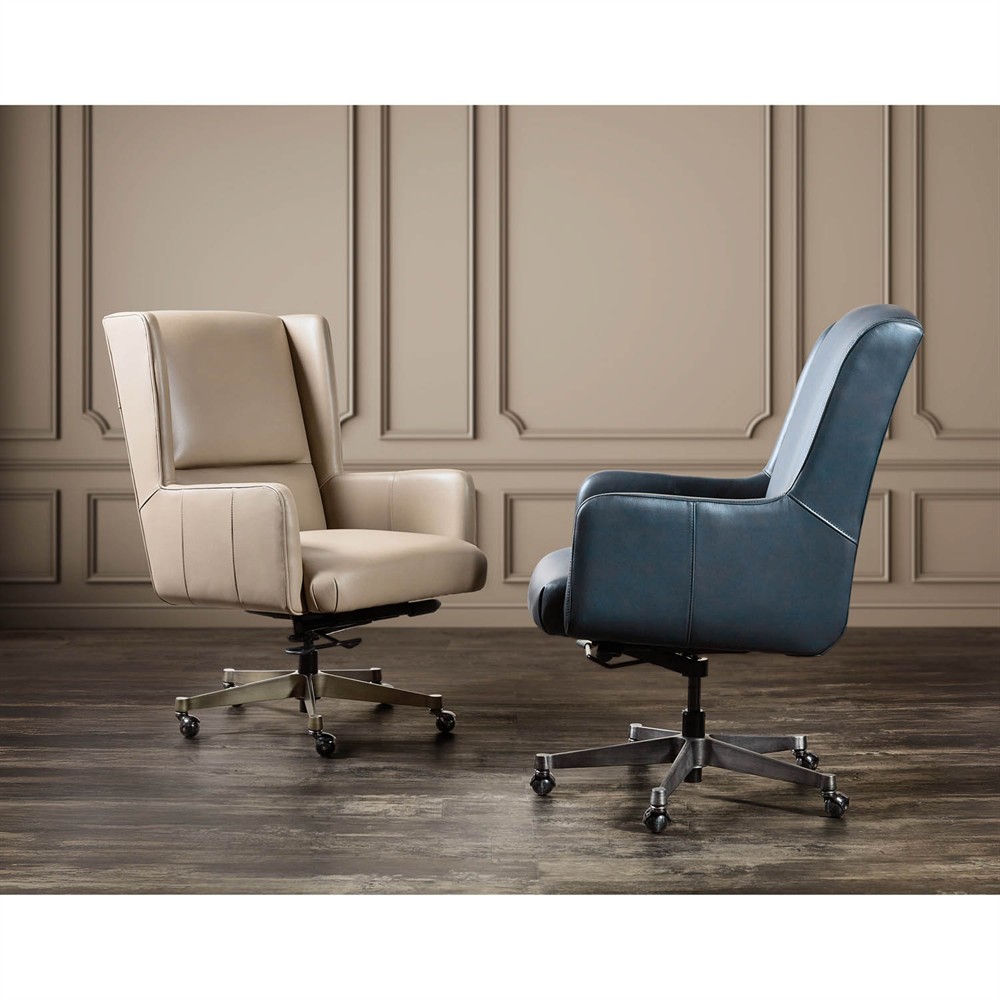 Priscilla Modern Classic Beige Leather Swivel Executive Office Chair|