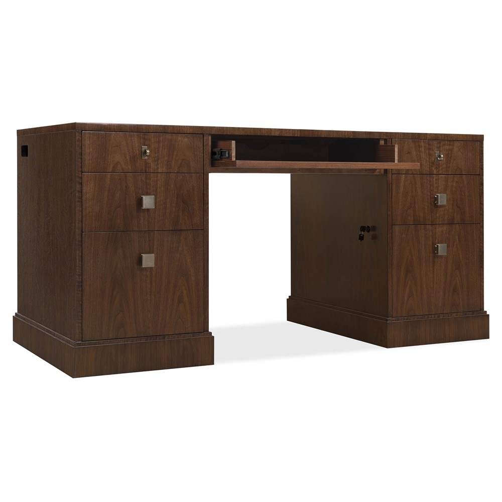 Alaine Modern Classic Dark Brown Walnut Wood Executive Desk|