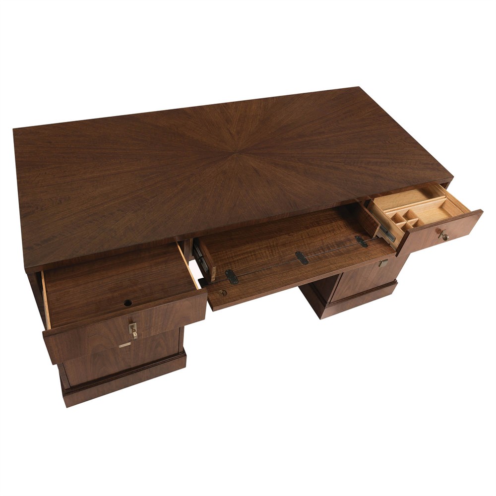 Alaine Modern Classic Dark Brown Walnut Wood Executive Desk|