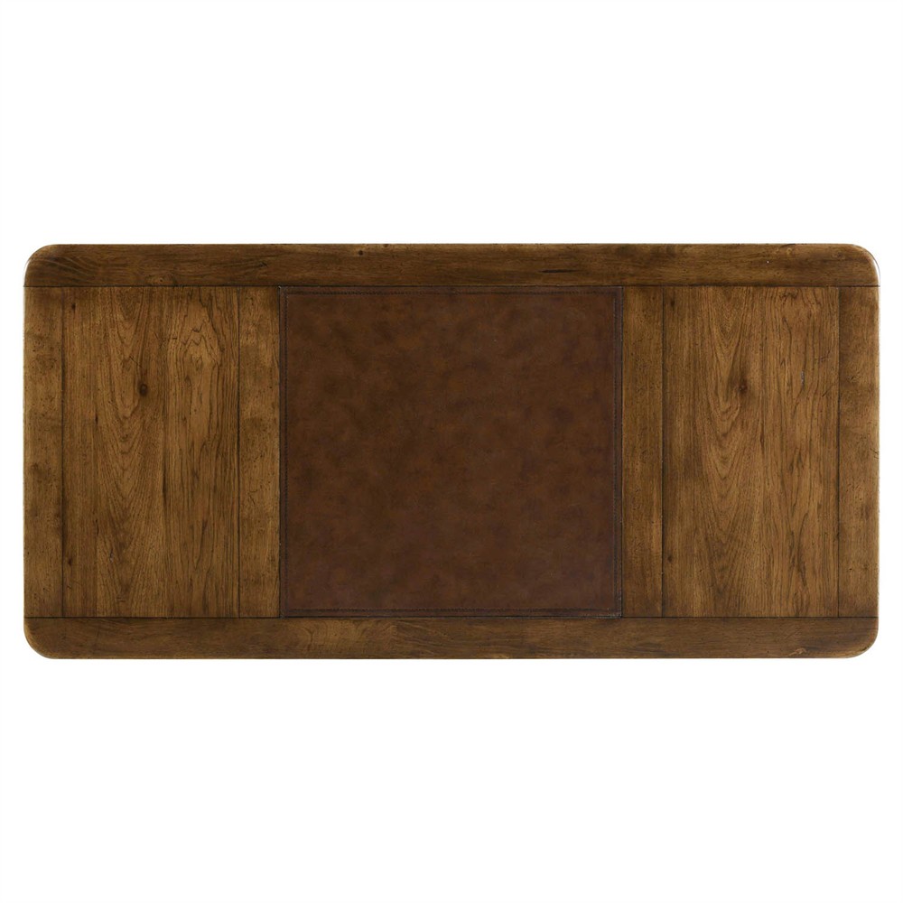 Alban Updated Traditional Dark Brown Pecan Wood Executive Desk|