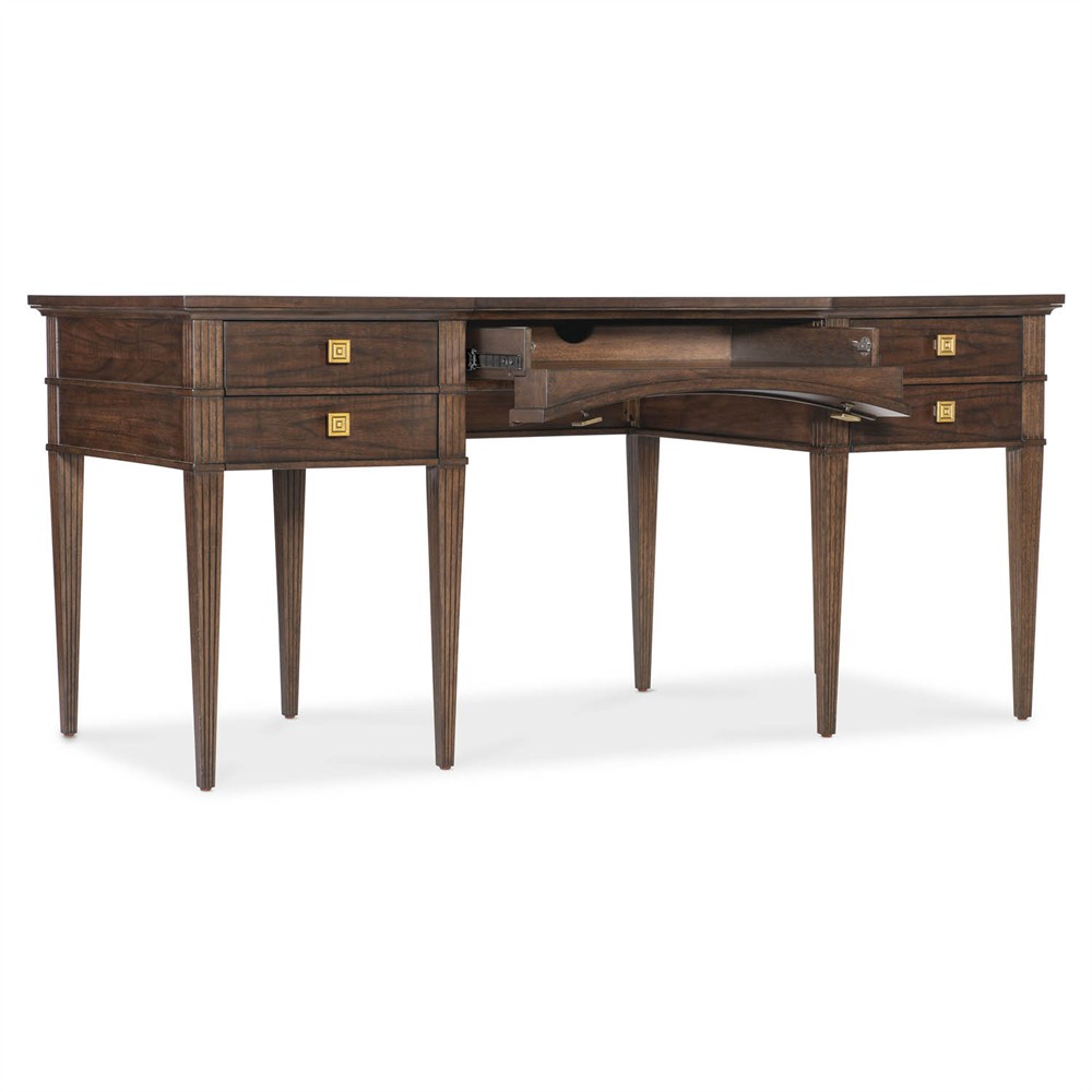 Emrys Updated Traditional Dark Brown Walnut Wood Writing Office Desk|