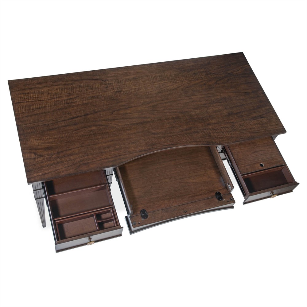 Emrys Updated Traditional Dark Brown Walnut Wood Writing Office Desk|