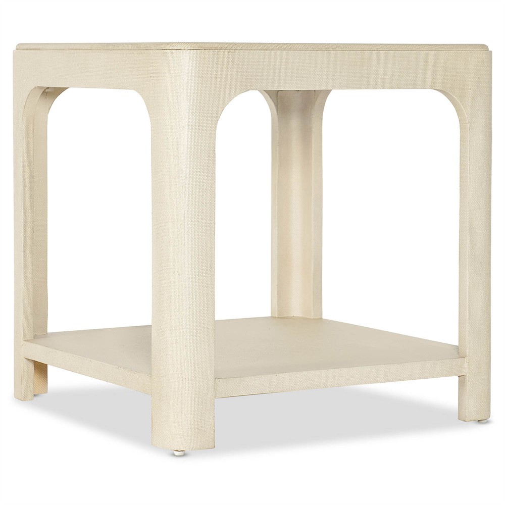 Elara Coastal Beach Cream Raffia Wood Square End Table|