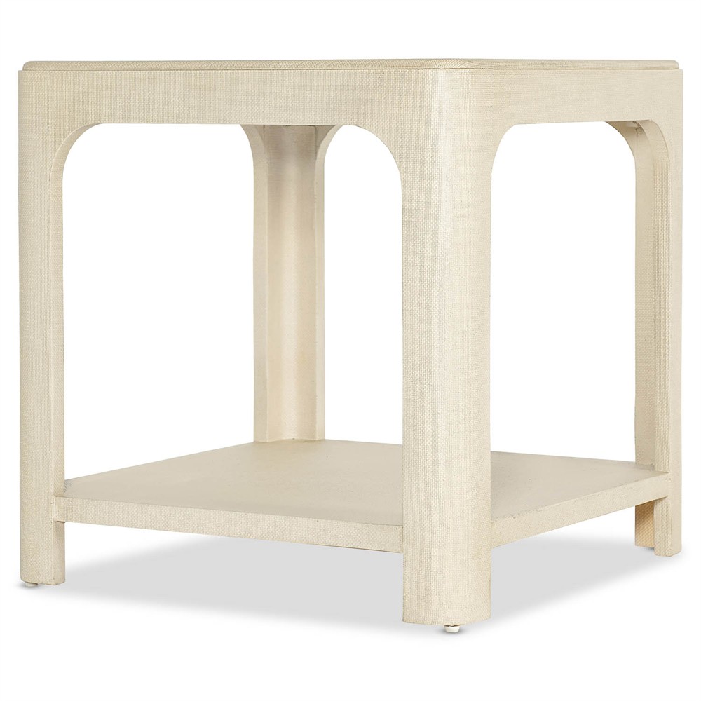 Elara Coastal Beach Cream Raffia Wood Square End Table|