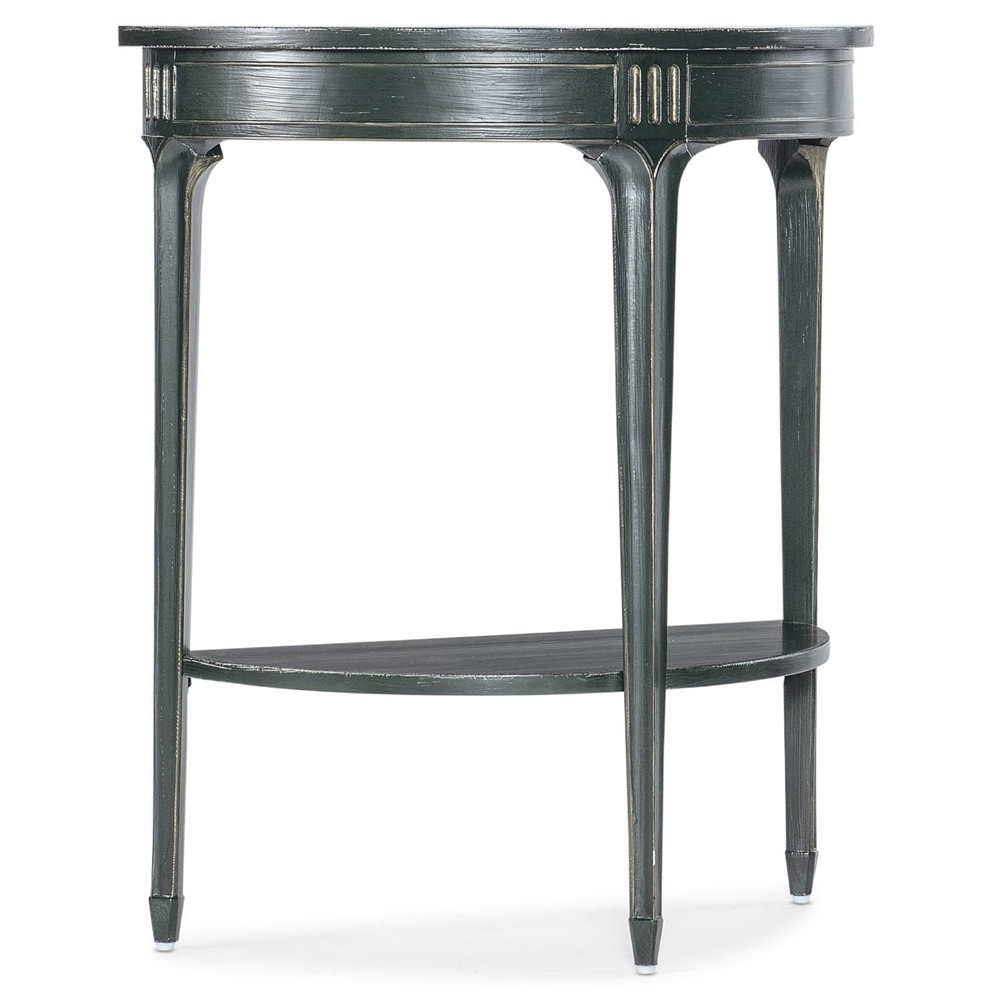 Stella Updated Traditional Dark Green Maple Wood Demilune Accent Table|