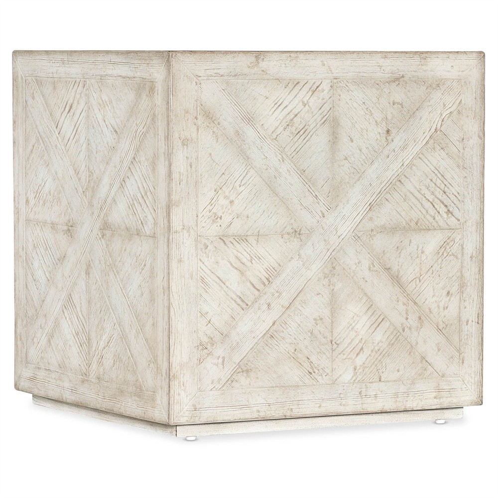 Blaine Coastal Beach Cream Pine Wood Distressed Square Block End Table|