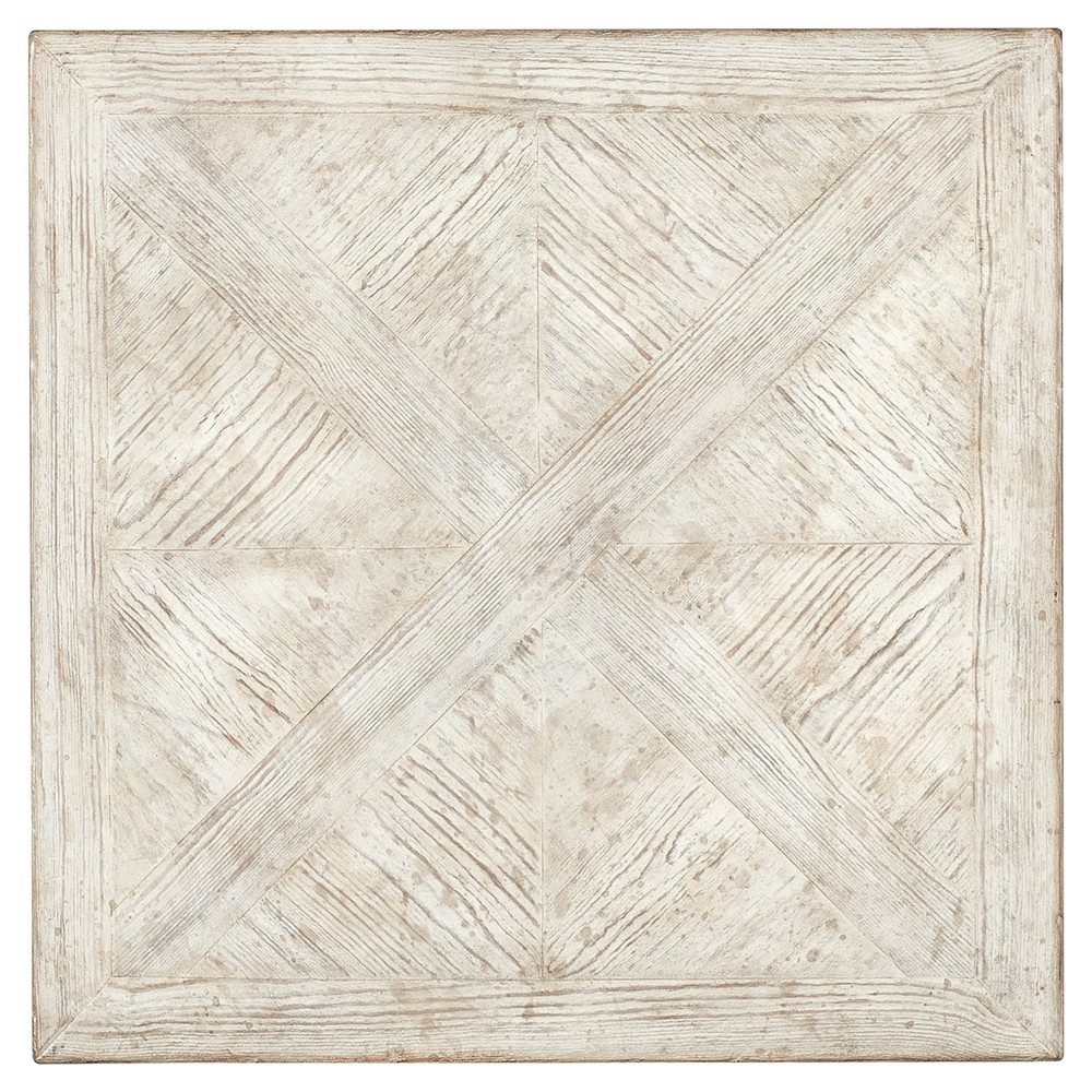 Blaine Coastal Beach Cream Pine Wood Distressed Square Block End Table|