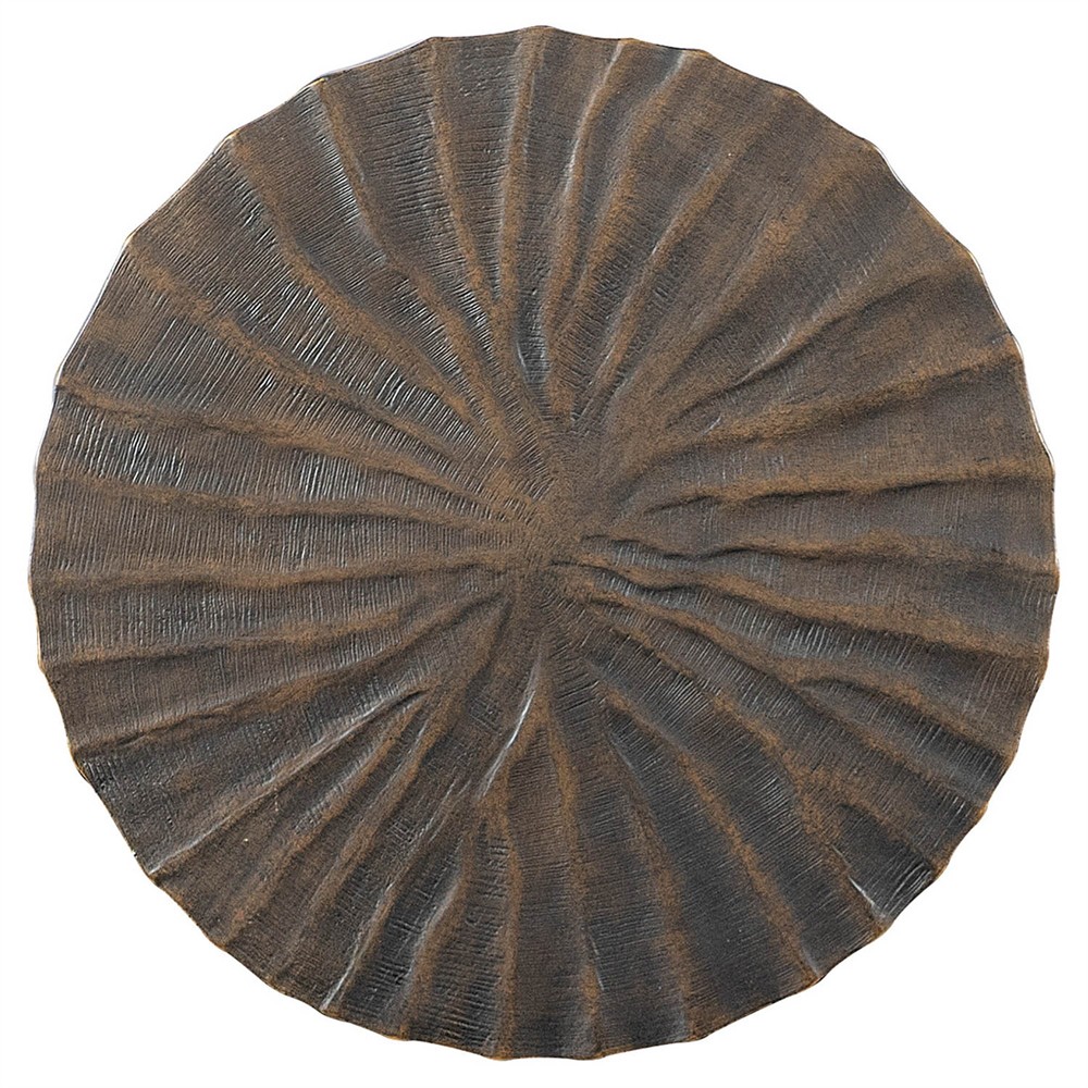 Francesca Modern Classic Bronze Resin Ribbed Round Accent Table|
