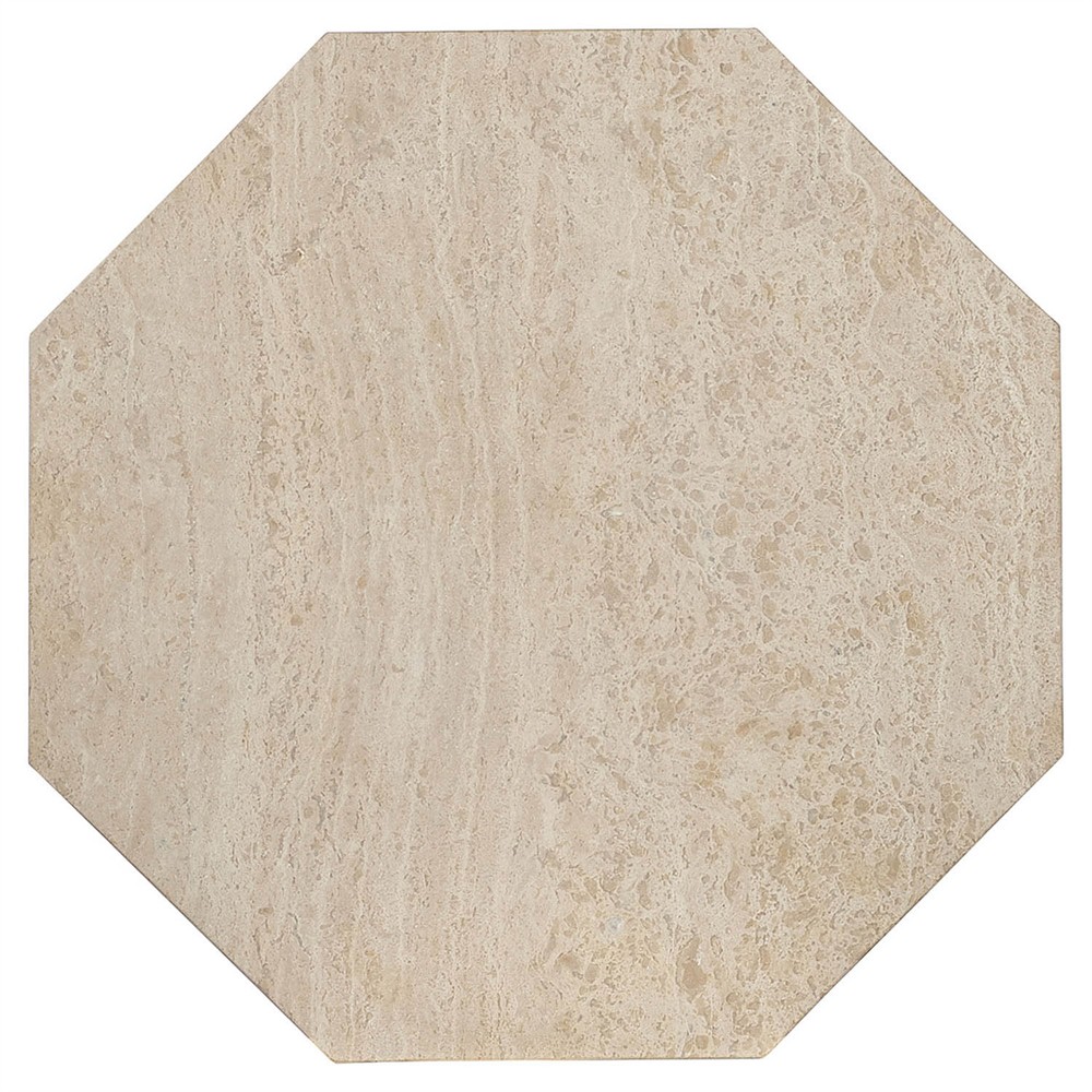 Kara Modern Classic Beige Marble Geometric Round Plinth Pedestal|