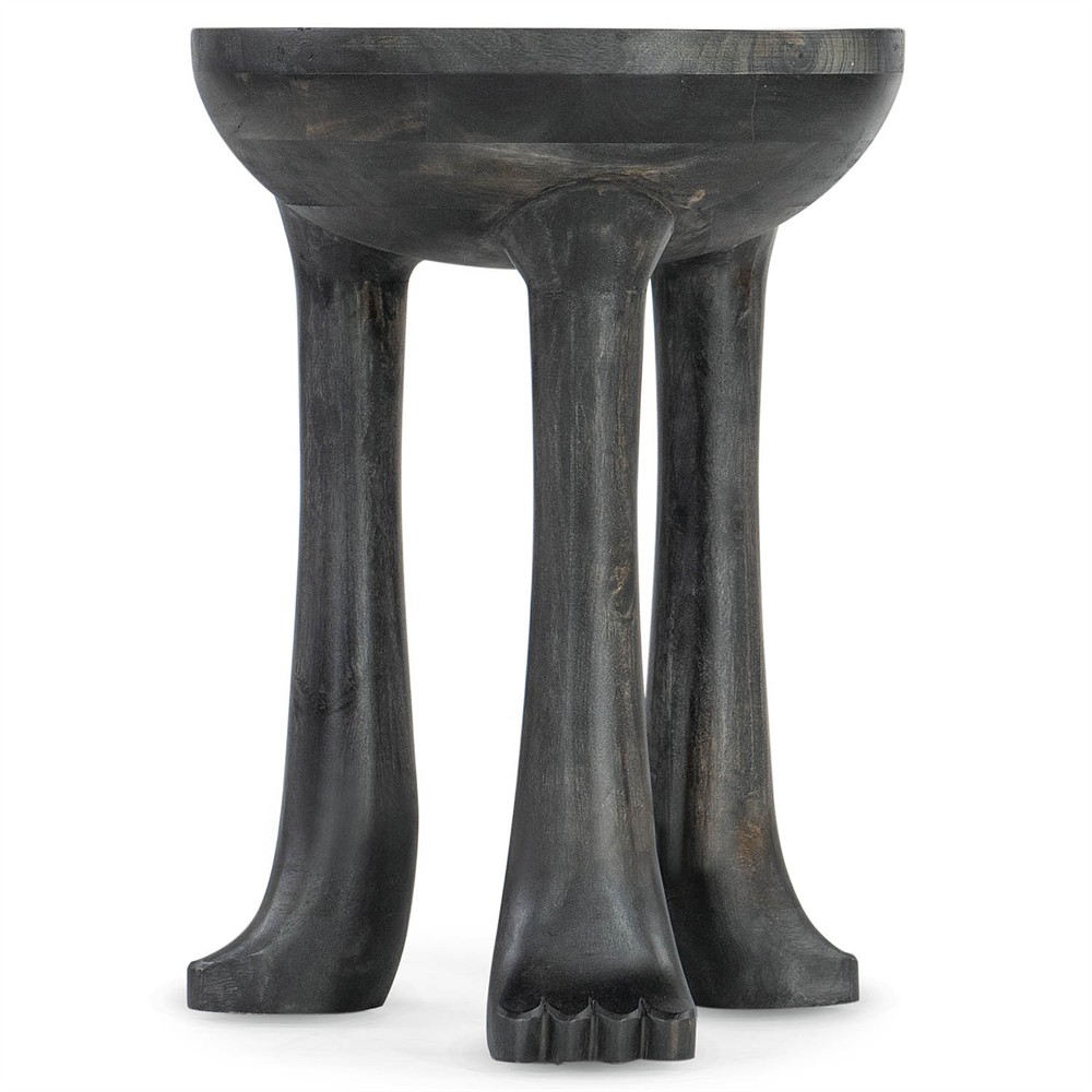 Tidus Modern Classic Black Wood Claw Foot Round Side Table|