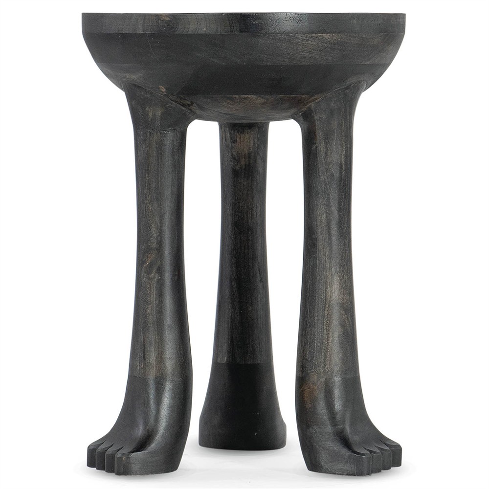 Tidus Modern Classic Black Wood Claw Foot Round Side Table|