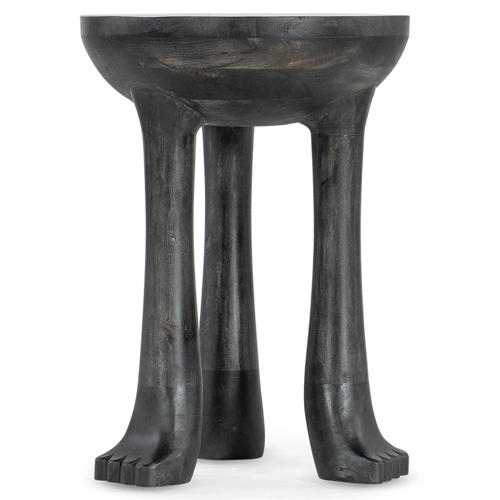 Tidus Modern Classic Black Wood Claw Foot Round Side Table|
