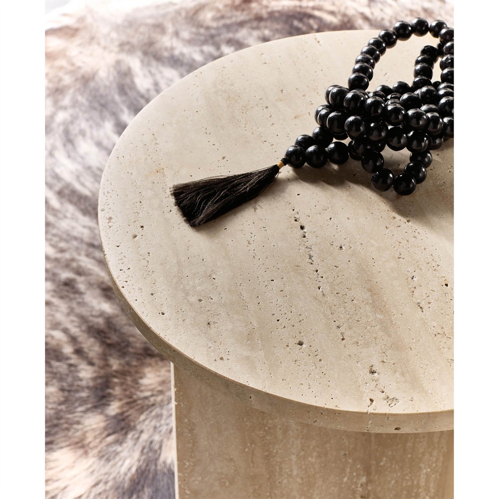 Theo Modern Classic Cream Travertine Round Spot Table|