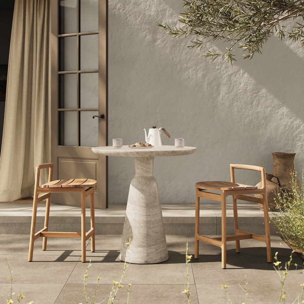 Marsh Textured Sandy Grey Outdoor Counter Table - 34"|