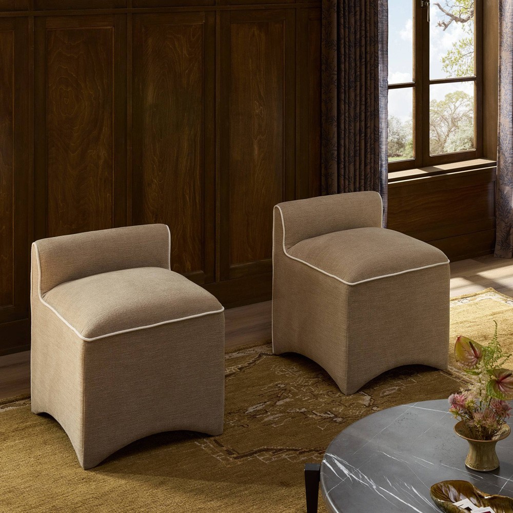 Allonia Modern Classic Beige Accent Stool|